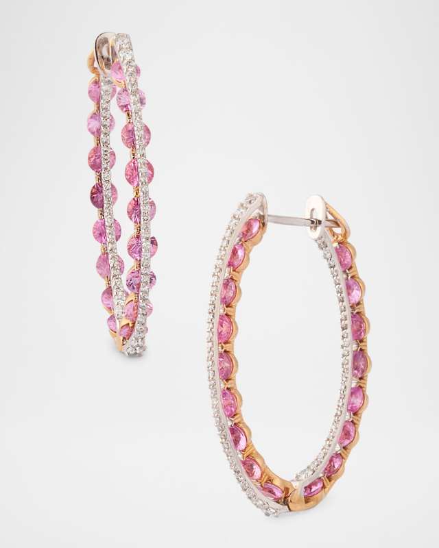 18K Pink Gold Procida Earrings with Diamonds and Sapphires